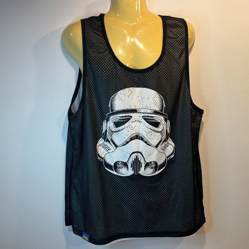 Star Wars Black Mesh Tank Top with White Stormtrooper Graphic